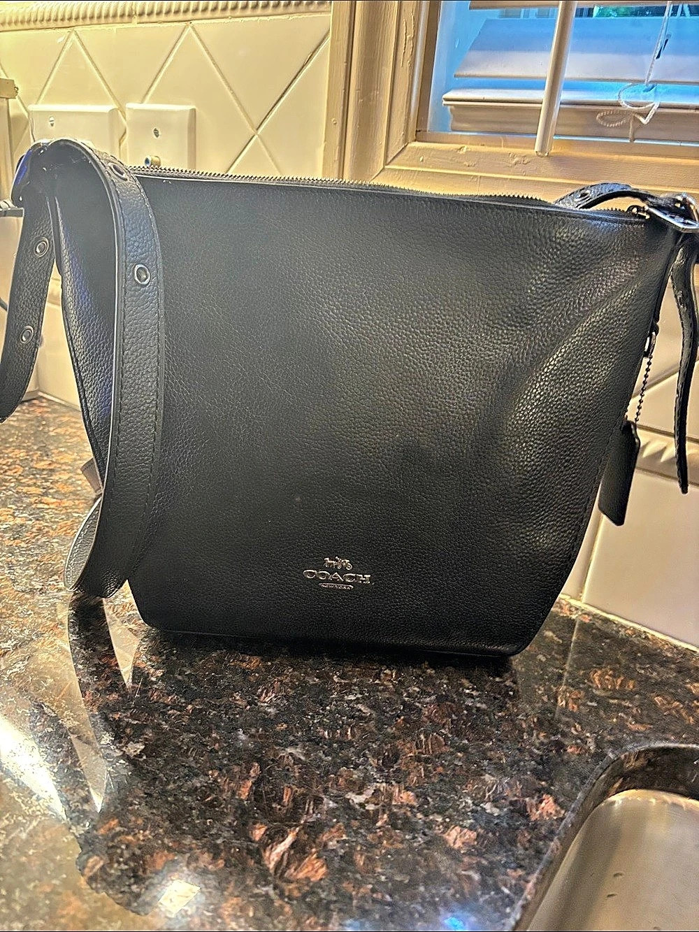 Coach Black Leather-Look Crossbody Bag